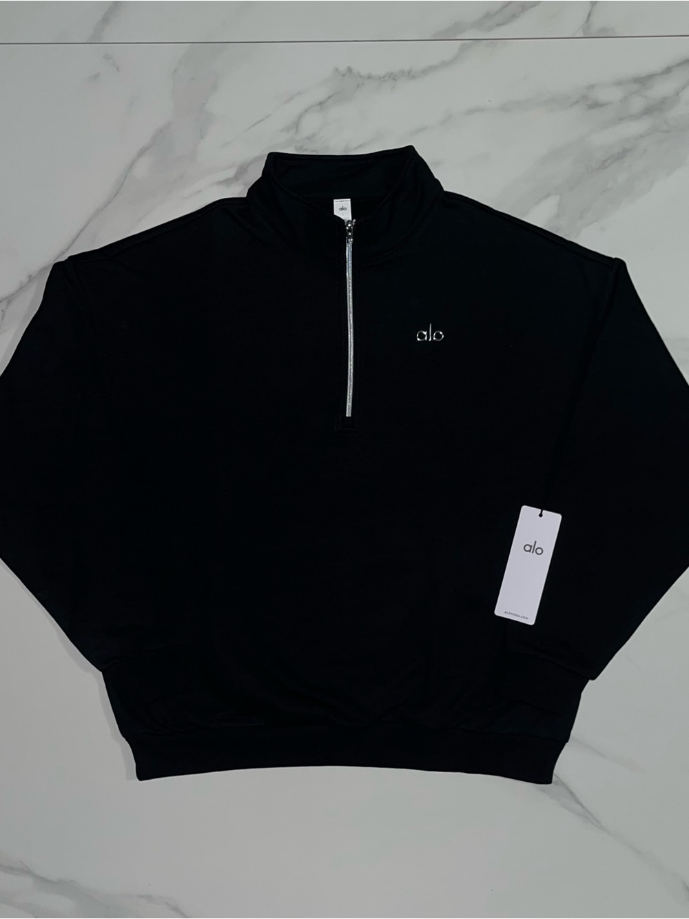 Alo Yoga Accolade 1/4 Zip Pullover Sweatshirt Black Large